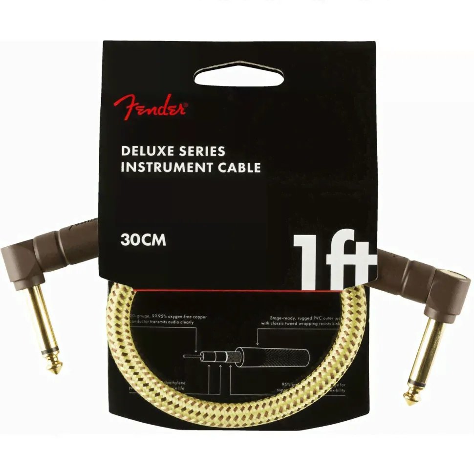 Fender Deluxe 1' Inst Cable TWD инструментальный кабель, твид 30 см)